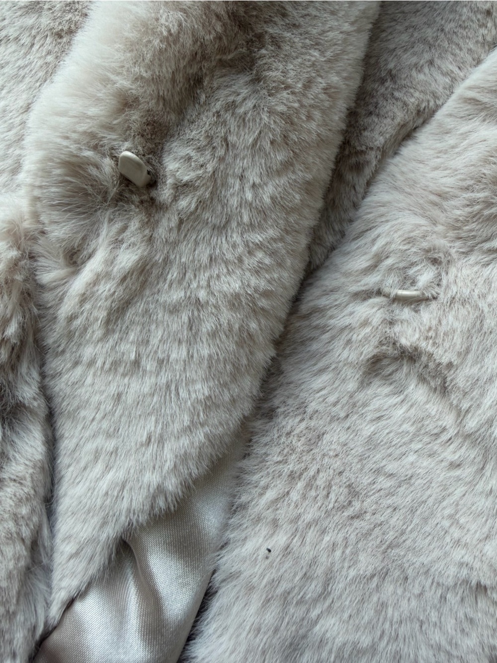 Calvin Klein Faux Fur Coat Womens Medium Beige Chevron Plush Teddy Jacket Luxury - Picture 9 of 13